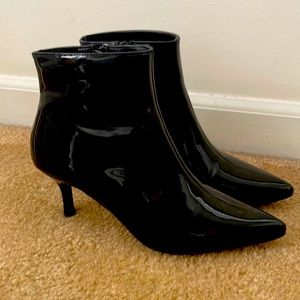Black Patent Leather Ankle Boots Kitten Heels